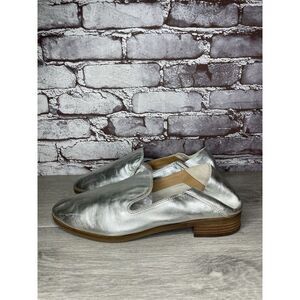 Lucky Brand Metallic Silver Leather Slip On Loafers Flats Shoes Women 11M US/43